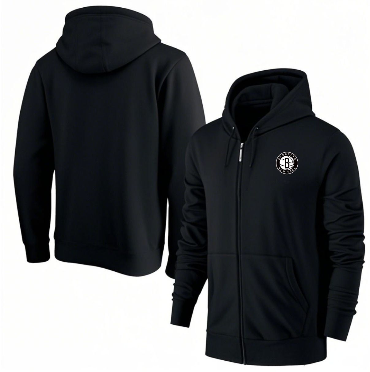 Men Brooklyn Nets Black Zipper hoodie 2025 NBA Jersey style 1->brooklyn nets->NBA Jersey